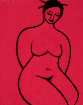 Seated nude - red